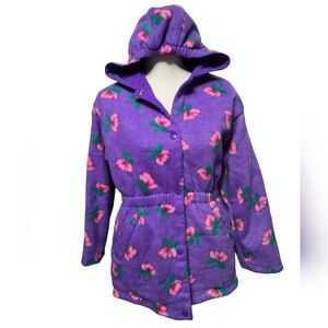 Vintage 1990s Y2K Basic Editions purple floral reversible hooded coat